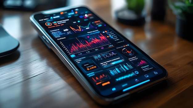 Smartphone screen displaying a live Indian stock market trading app with Sensex and Nifty price movements.