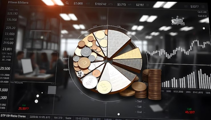 Asset allocation pie chart for Indian investors showing 10 percent allocation to penny stocks for risk management. Asset allocation pie chart for Indian investors showing 10 percent allocation to penny stocks for risk management.