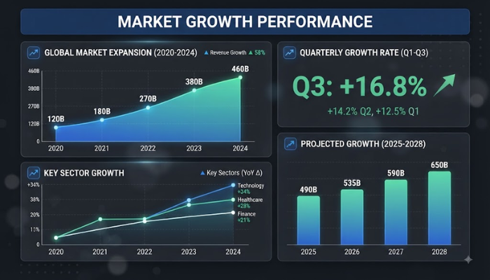 Infographic chart illustrating global artificial intelligence market growth and projected spending trends