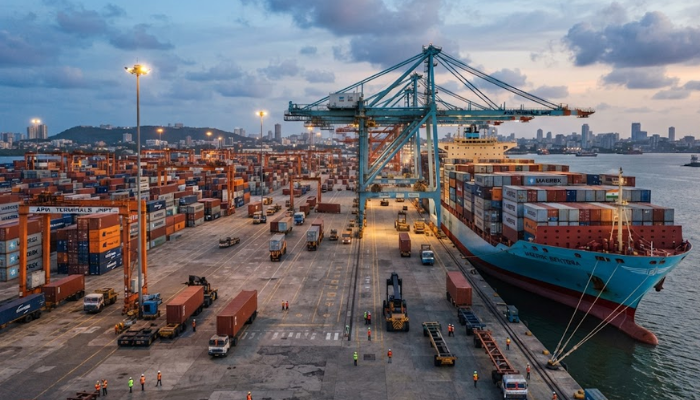 Container ships and cargo port terminals in India Container ships and cargo port terminals in India