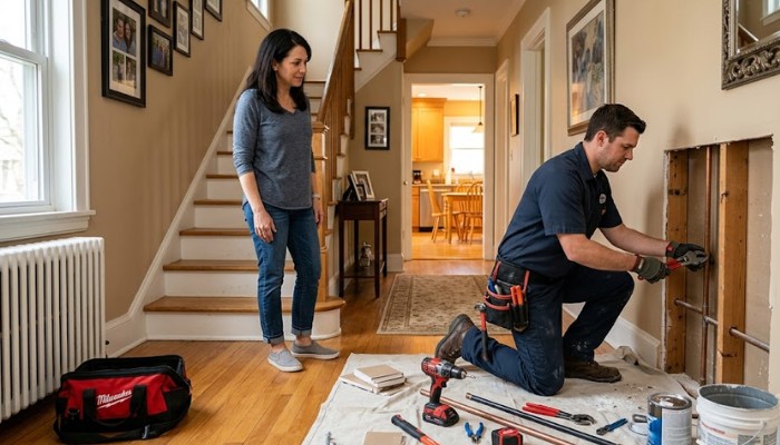 Home maintenance and repair work representing ongoing homeownership expenses.